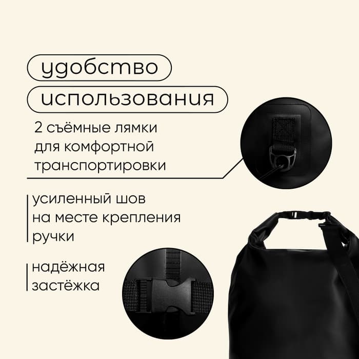 Гермомешок туристический maclay, 50 л, 500D, чёрный