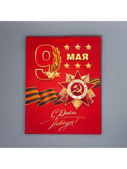 Пакет подарочный ламинированный, упаковка, «С победой», 9 мая, L 31×40×11 см