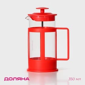 Заварочный чайник френч-пресс Доляна «Классика», 350 мл, стекло, красный