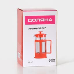 Заварочный чайник френч-пресс Доляна «Классика», 350 мл, стекло, красный