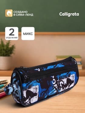 Пенал школьный на молнии Calligrata «Спорт», 2 отделения, с принтом, текстиль, МИКС