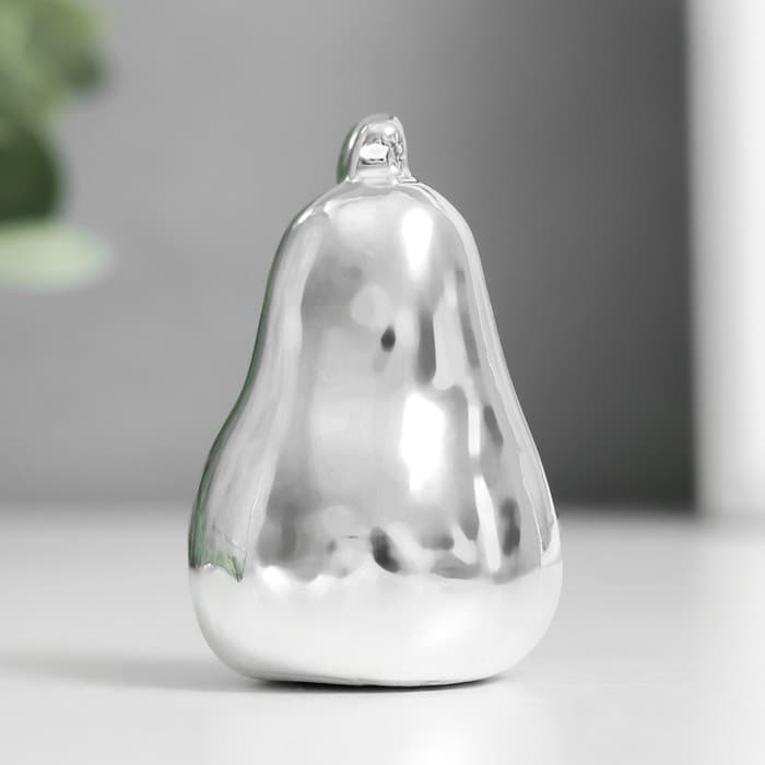 Фигурка керамика «Груша», серебро, 3.4×3.4×5.5 см