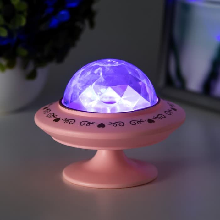Ночник-проектор «Фьюжн» LED 3хLR=44 диско, розовый 12×12×10 см RISALUX