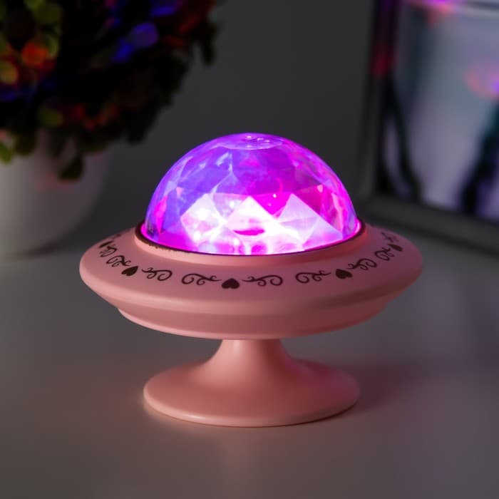 Ночник-проектор «Фьюжн» LED 3хLR=44 диско, розовый 12×12×10 см RISALUX