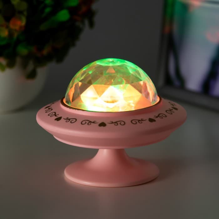 Ночник-проектор «Фьюжн» LED 3хLR=44 диско, розовый 12×12×10 см RISALUX