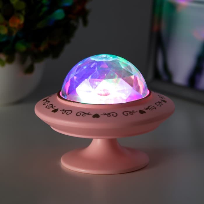 Ночник-проектор «Фьюжн» LED 3хLR=44 диско, розовый 12×12×10 см RISALUX