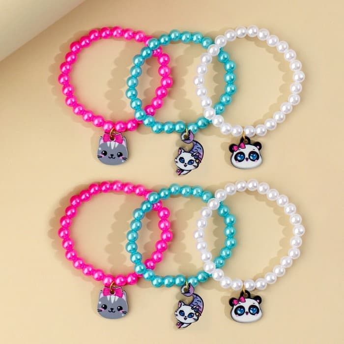 Детский браслет жемчужный, 6 шт., МИКС