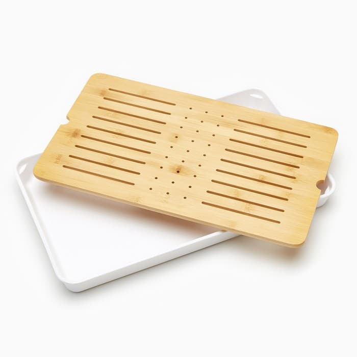 Чабань для чайной церемонии, 42.5×25.5×4 см, бамбук, белый поддон