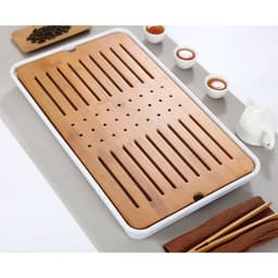 Чабань для чайной церемонии, 42.5×25.5×4 см, бамбук, белый поддон