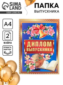 Папка с двумя файлами А4 на выпускной «Диплом выпускника»