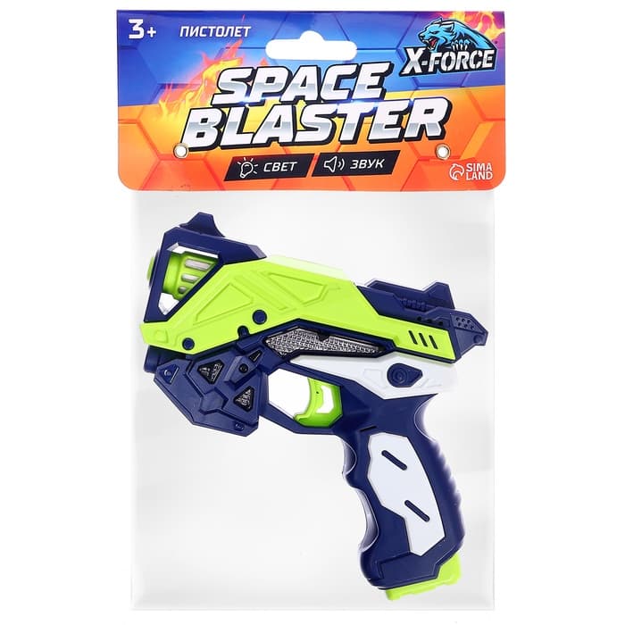Пистолет Space blaster, свет, звук, работает от батареек, цвет МИКС