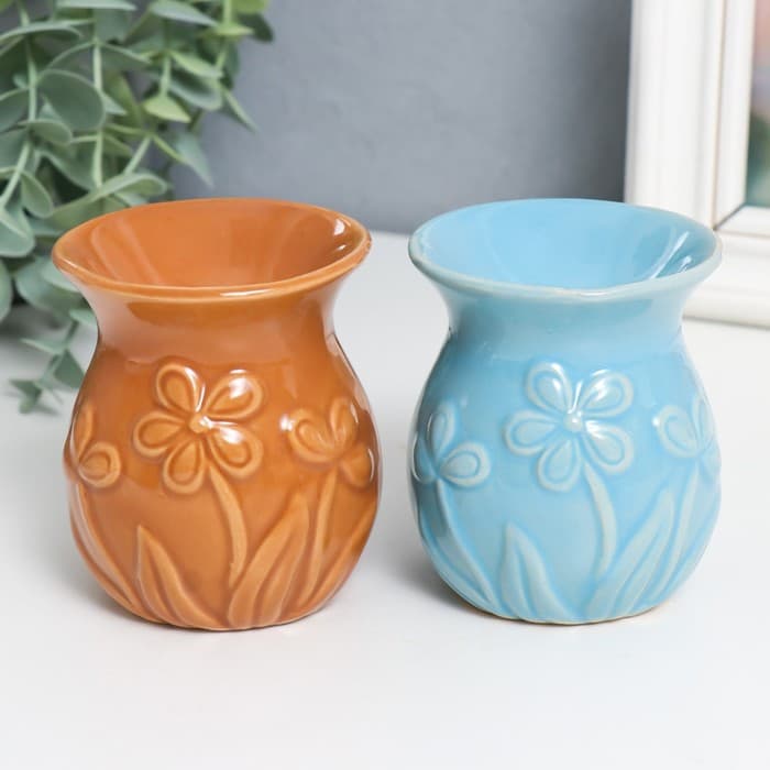 Аромалампа для эфирных масел «Незабудки», керамика, 8×7×7 см, МИКС