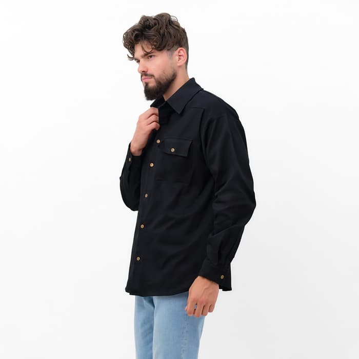 Рубашка мужская MIST oversize размер 50, чёрная