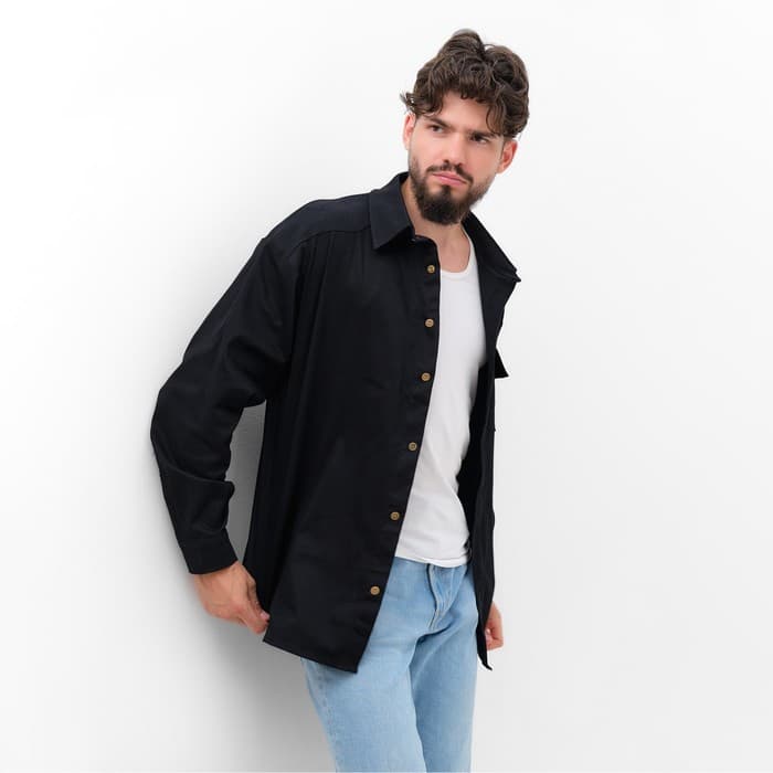 Рубашка мужская MIST oversize размер 52, чёрная