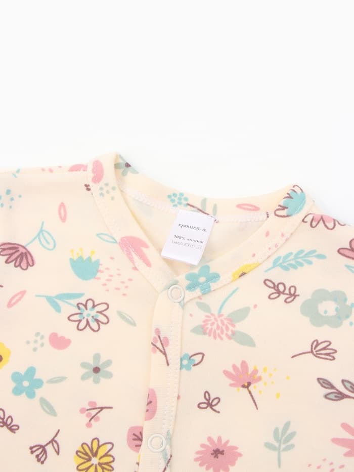 Комбинезон детский «Крошка Я» Flower, рост 62-68 см, бежевый