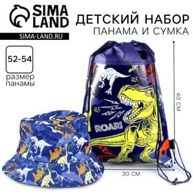 Панама и мешок для обуви «Динозавр», р-р. 52-54 см