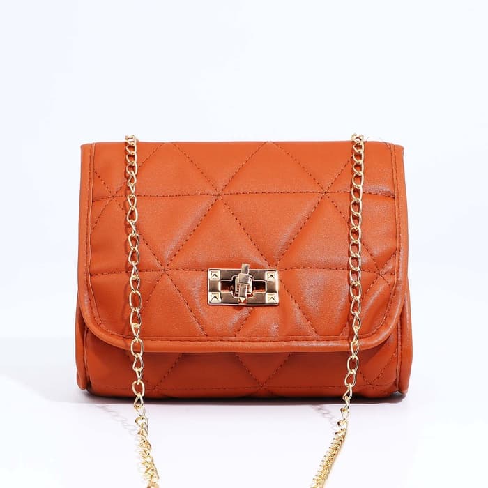 Сумка-мессенджер на застёжке, рыжая