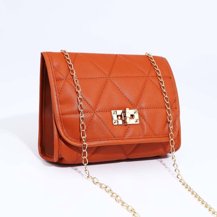 Сумка-мессенджер на застёжке, рыжая