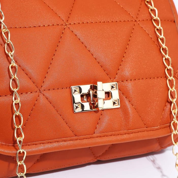 Сумка-мессенджер на застёжке, рыжая