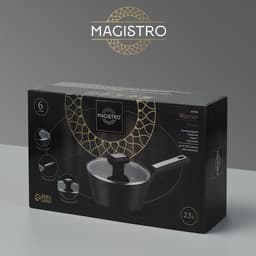 Ковш Magistro Warrior, 2.3 л, d=20 см, h=8.8 см, с крышкой, антипригарное покрытие, индукция, чёрный