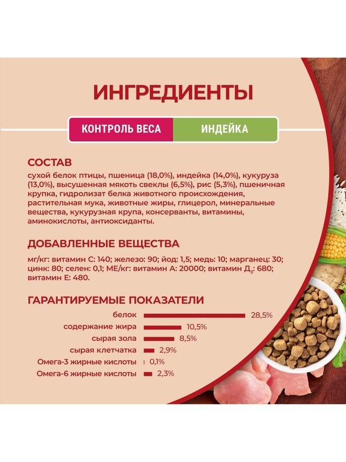 Сухой корм Purina One mini «Здоровый вес» для мелких пород, индейка/рис, 1.5 кг