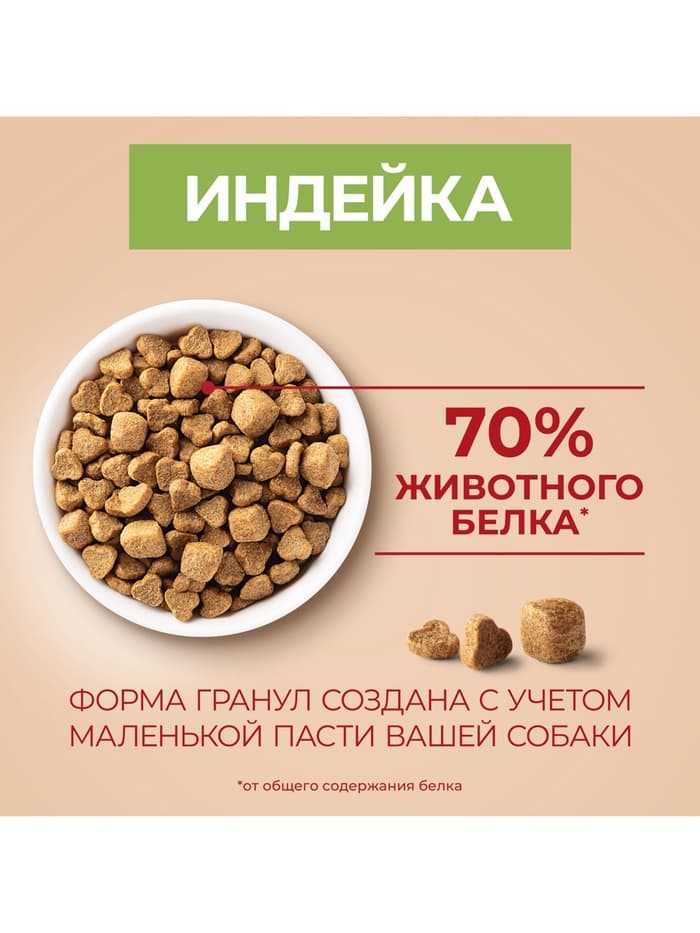 Сухой корм Purina One mini «Здоровый вес» для мелких пород, индейка/рис, 1.5 кг