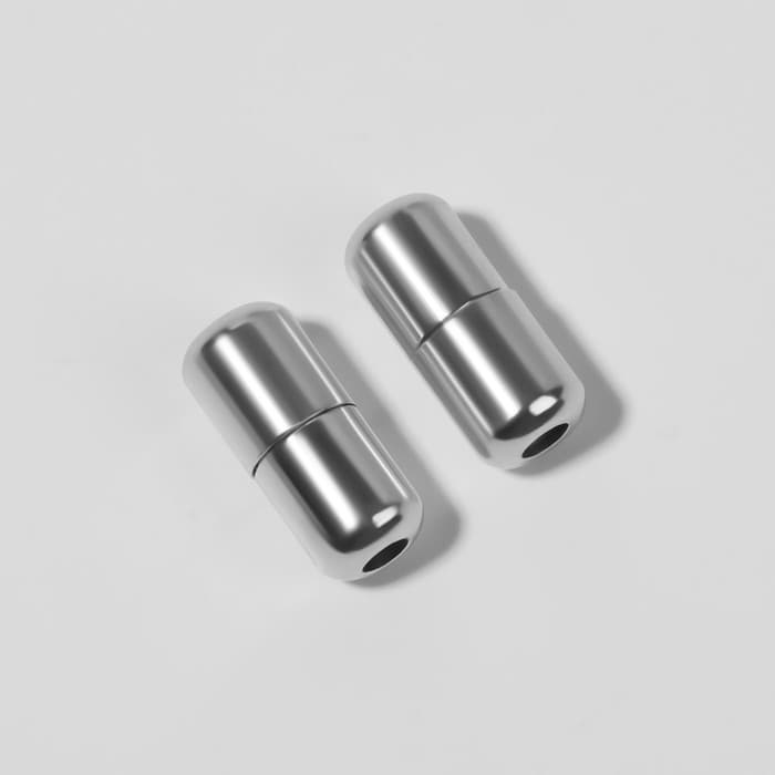 Фиксатор для шнурков, пара, d=8 мм, 1.8 см, серебристый