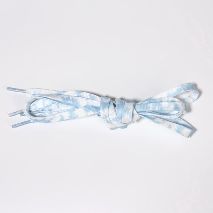 Шнурки для обуви, пара, плоские, 8 мм, 120 см, белые/голубые