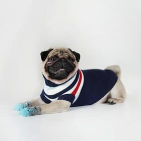 Свитер «Полоски», размер XS, ДС 17, ОШ 17, ОГ 23-37 см, синий