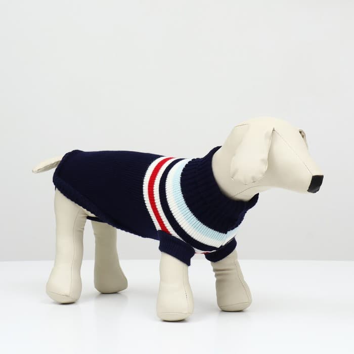 Свитер «Полоски», размер XS, ДС 17, ОШ 17, ОГ 23-37 см, синий