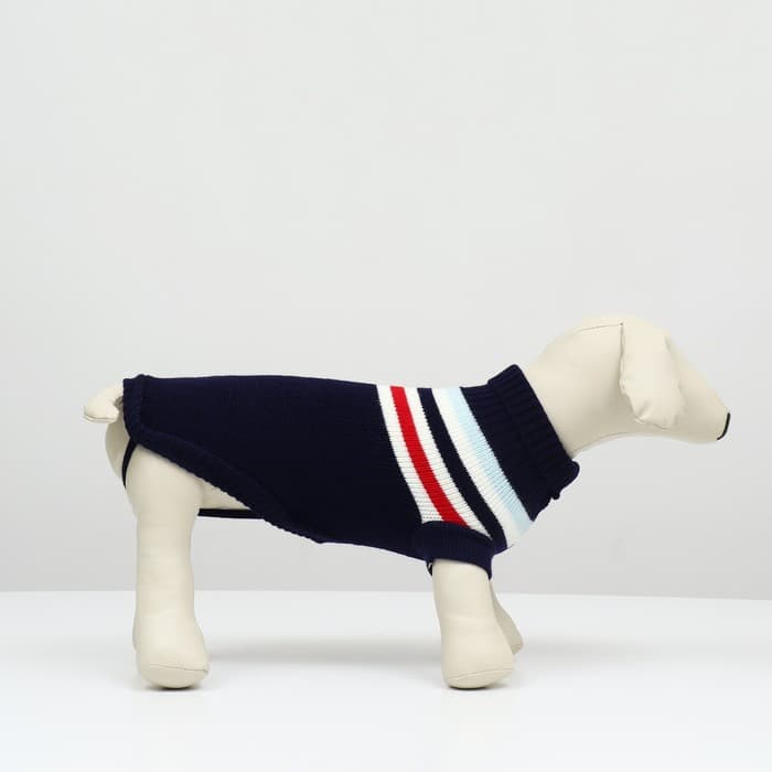 Свитер «Полоски», размер XS, ДС 17, ОШ 17, ОГ 23-37 см, синий