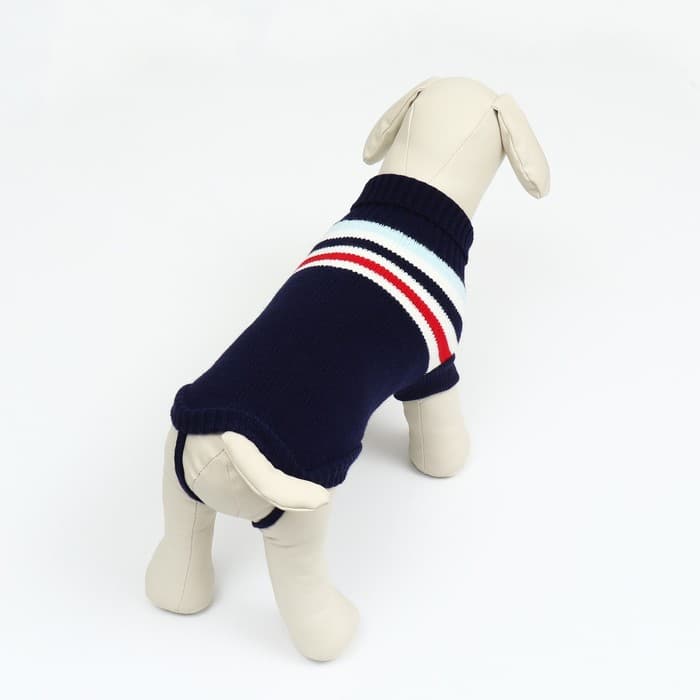 Свитер «Полоски», размер XS, ДС 17, ОШ 17, ОГ 23-37 см, синий