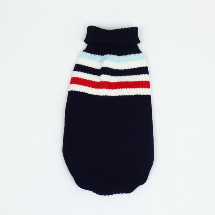 Свитер «Полоски», размер XS, ДС 17, ОШ 17, ОГ 23-37 см, синий