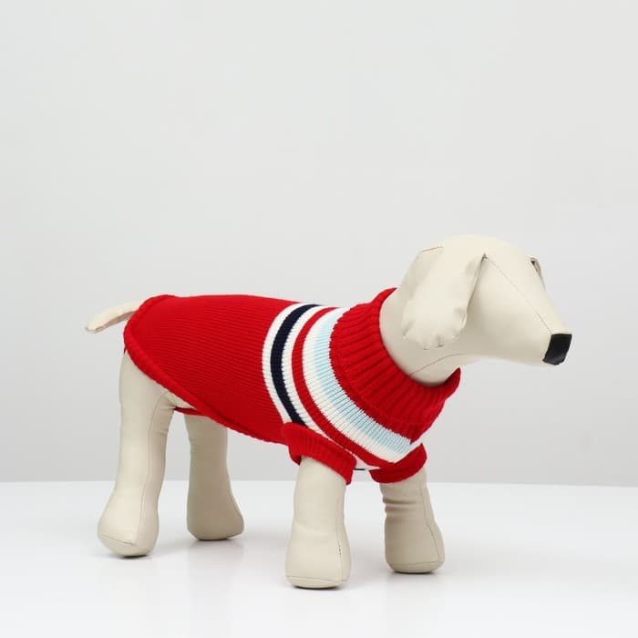 Свитер «Полоски», размер XS, ДС 17, ОШ 17, ОГ 23-37 см, красный