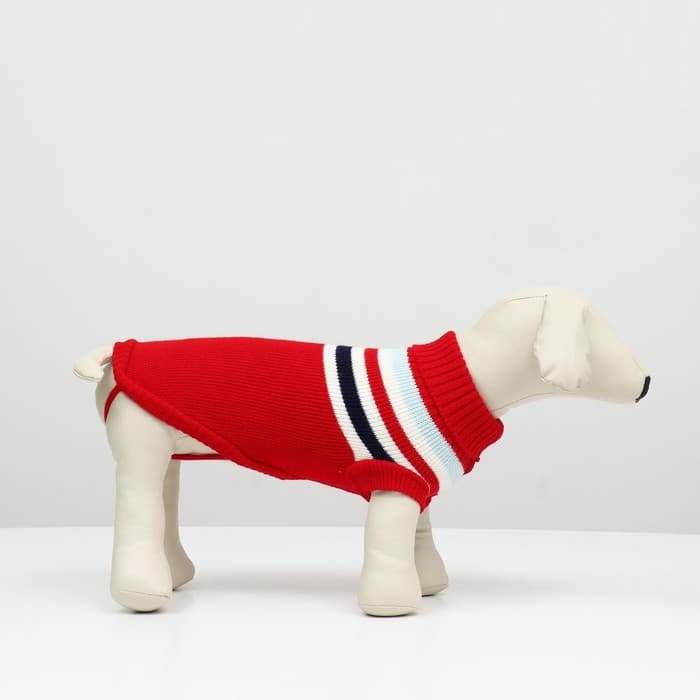 Свитер «Полоски», размер XS, ДС 17, ОШ 17, ОГ 23-37 см, красный