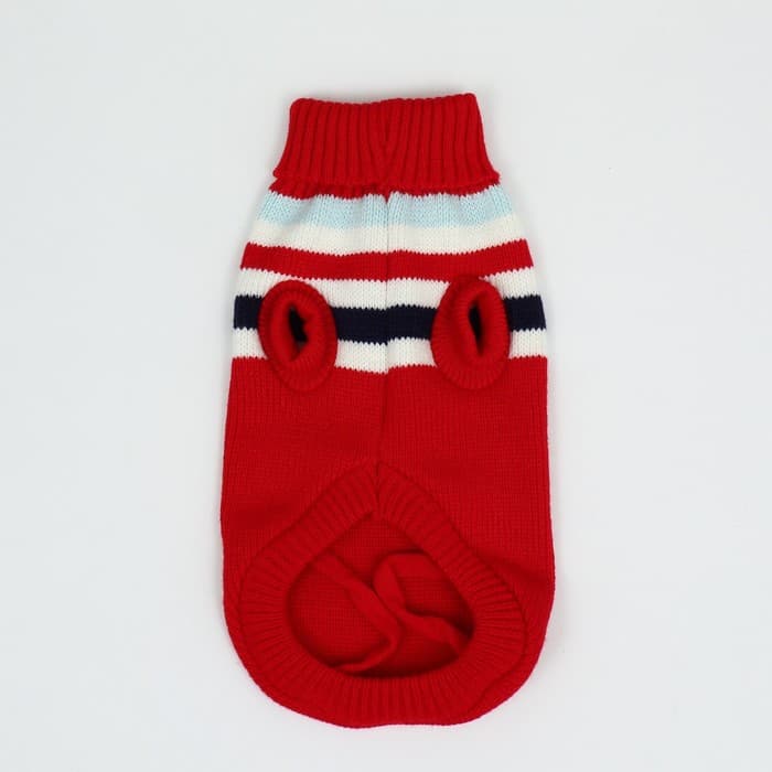 Свитер «Полоски», размер XS, ДС 17, ОШ 17, ОГ 23-37 см, красный