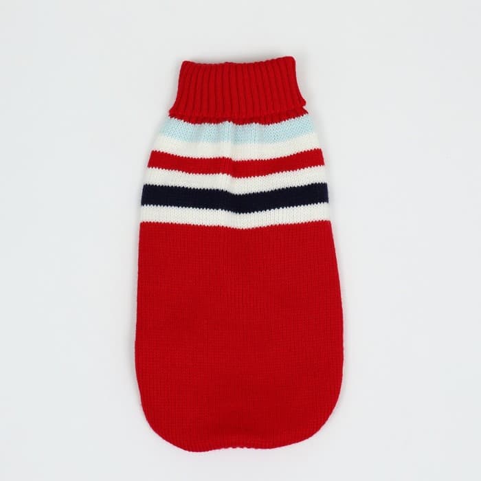 Свитер «Полоски», размер XS, ДС 17, ОШ 17, ОГ 23-37 см, красный