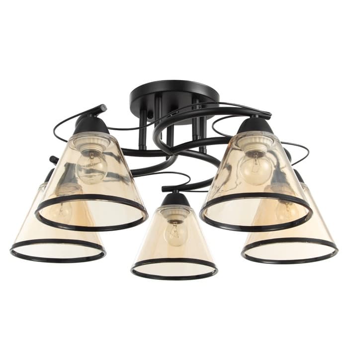 Светильник потолочный BayerLux «Эдотт», люстра 5хЕ27, 40 Вт, чёрный, 53×53×25 см