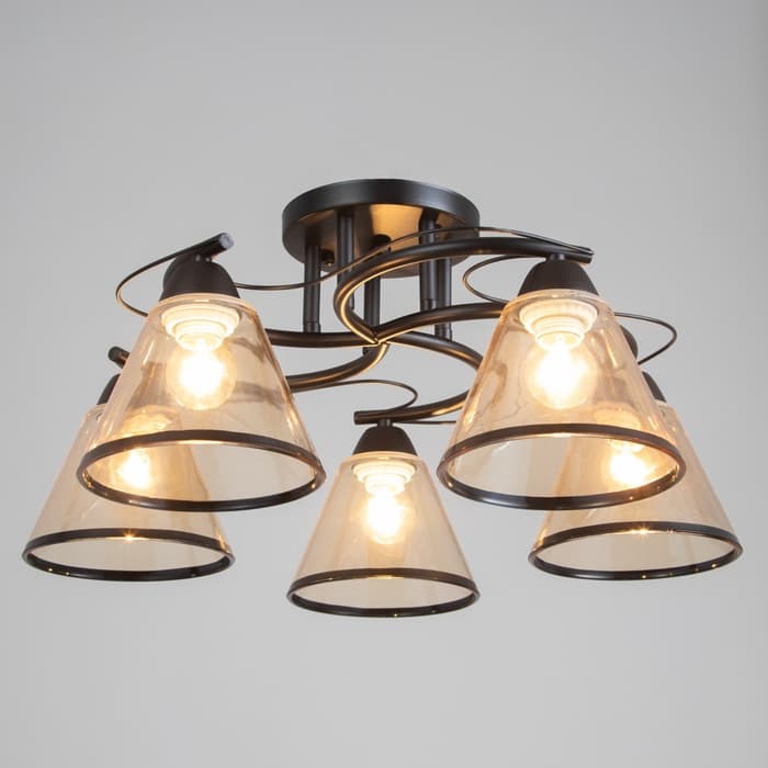 Светильник потолочный BayerLux «Эдотт», люстра 5хЕ27, 40 Вт, чёрный, 53×53×25 см