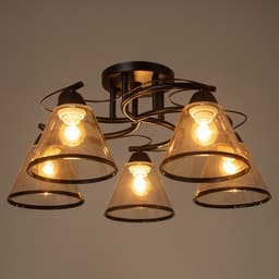 Светильник потолочный BayerLux «Эдотт», люстра 5хЕ27, 40 Вт, чёрный, 53×53×25 см