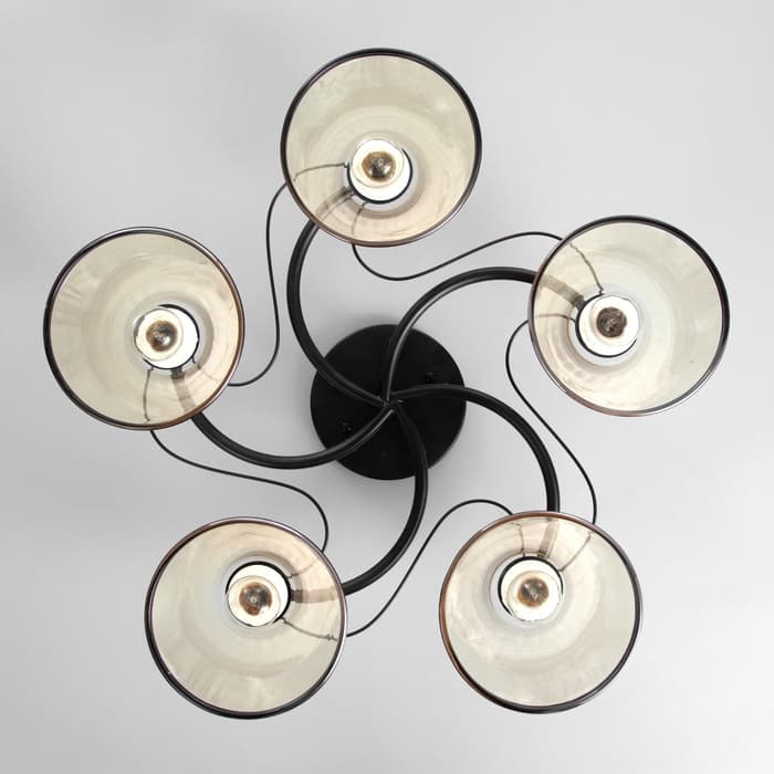 Светильник потолочный BayerLux «Эдотт», люстра 5хЕ27, 40 Вт, чёрный, 53×53×25 см