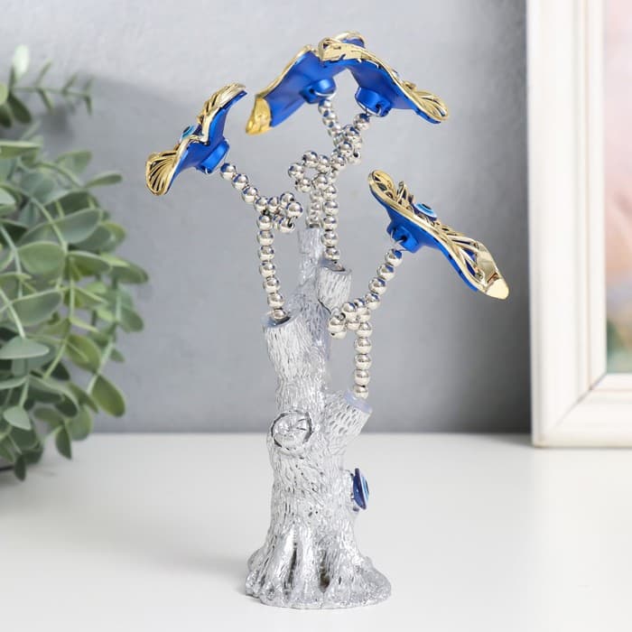 Фигурка от сглаза «Цветущее дерево, листья-сердце», серебро, 11.5×5×18.5 см