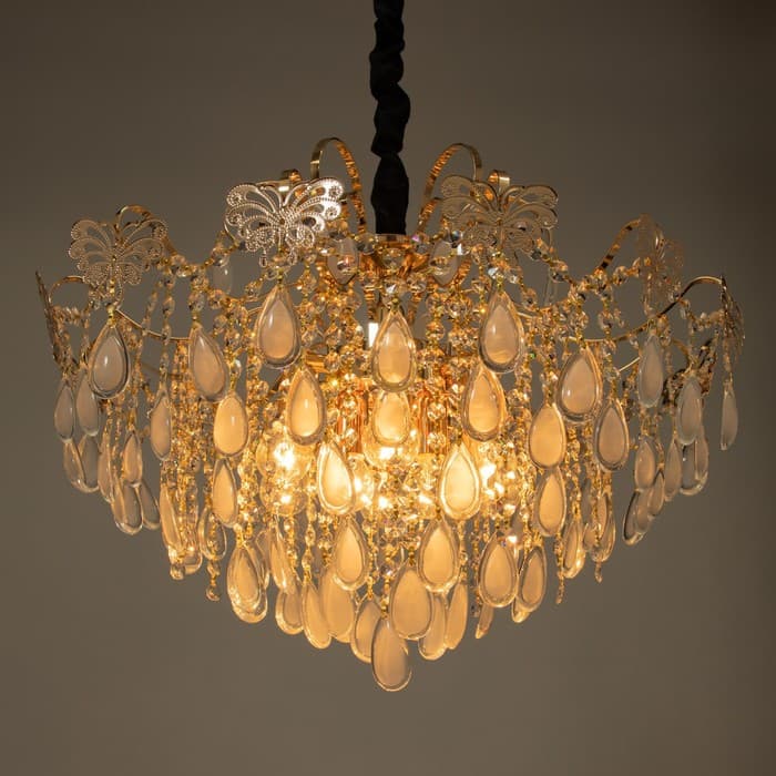 Люстра «Полина» 8×60 Вт Е14 золото 60×60×41 см SVK