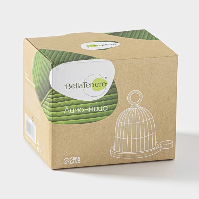 Лимонница BellaTenero, 12×12 см, на деревянной подставке, фарфор, белая