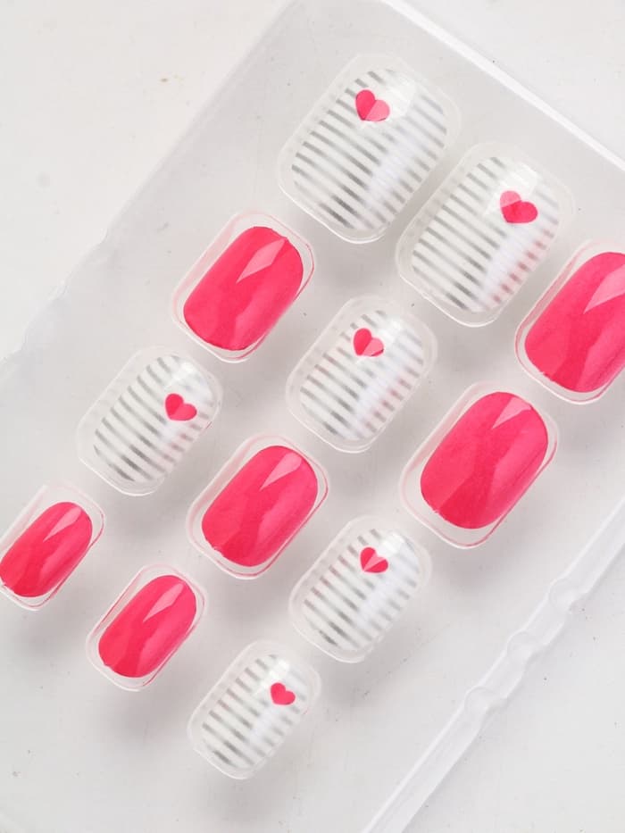 Детские накладные ногти «Сердечки», 12 шт.