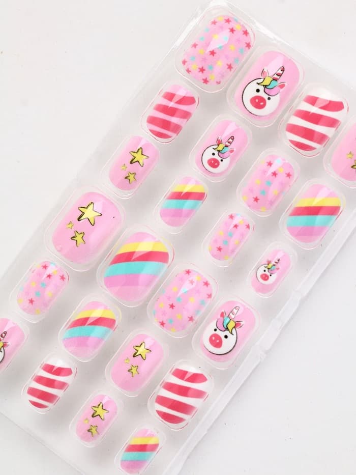 Детские накладные ногти «Розовый единорожка», набор 24 шт.