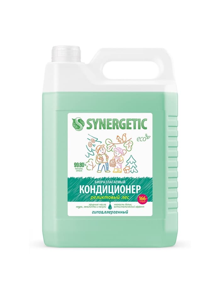 Кондиционер-ополаскиватель для белья Synergetic «Реликтовый лес», гипоаллергенный, 5 л