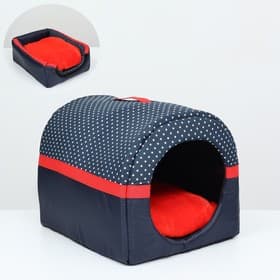 Дом-трансформер для животных «Норка», 45×35×35 см, оксфорд, бязь, искусственный мех, синий