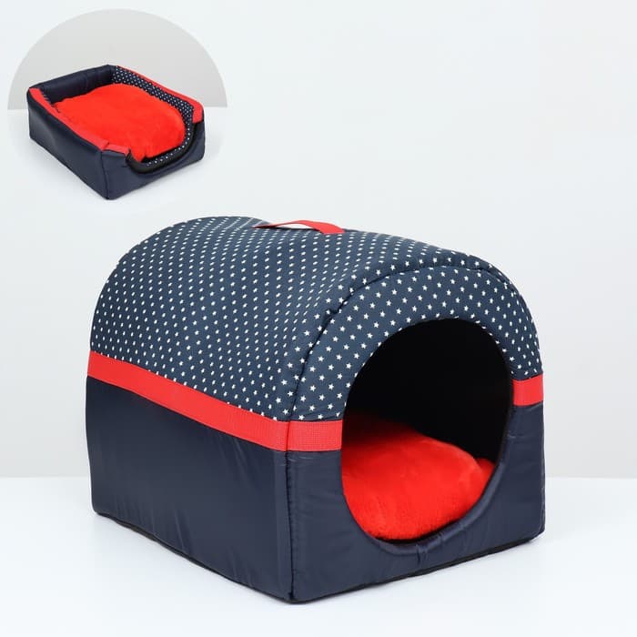 Дом-трансформер для животных «Норка», 45×35×35 см, оксфорд, бязь, искусственный мех, синий