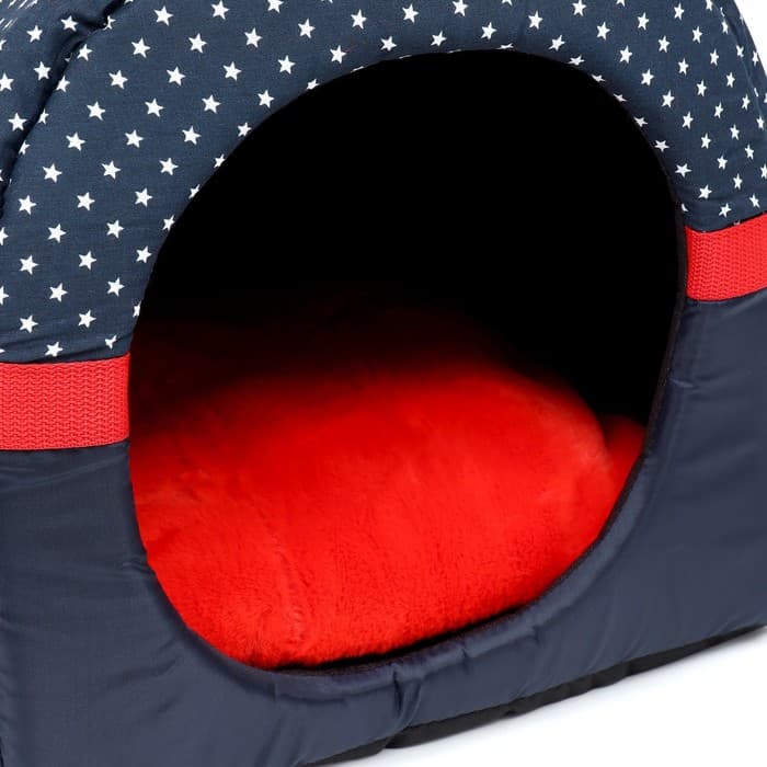 Дом-трансформер для животных «Норка», 45×35×35 см, оксфорд, бязь, искусственный мех, синий